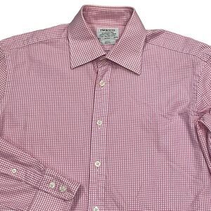 Mens Shirt 34.5 Business Casual Luxury Gingham Pattern Wedding Workwear Office